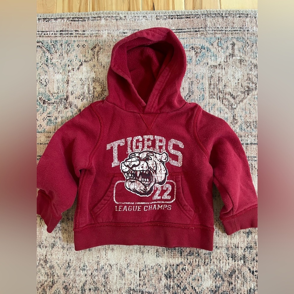 Place Red Hoodie with Tigers Design